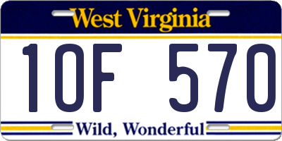WV license plate 1OF570