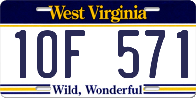 WV license plate 1OF571