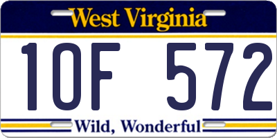 WV license plate 1OF572