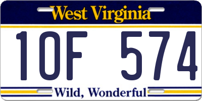 WV license plate 1OF574