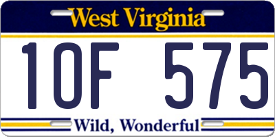WV license plate 1OF575