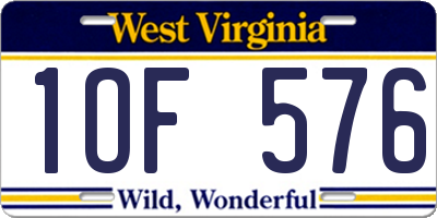 WV license plate 1OF576