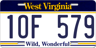 WV license plate 1OF579