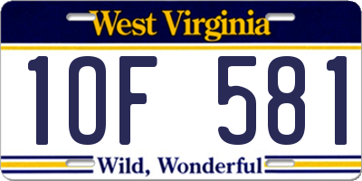 WV license plate 1OF581
