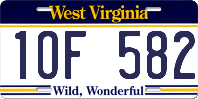WV license plate 1OF582