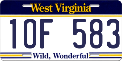 WV license plate 1OF583