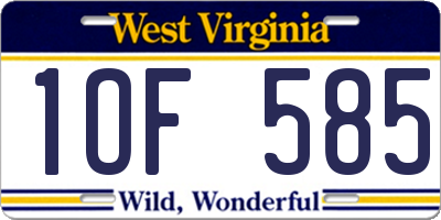 WV license plate 1OF585