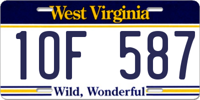 WV license plate 1OF587