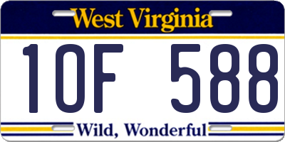 WV license plate 1OF588