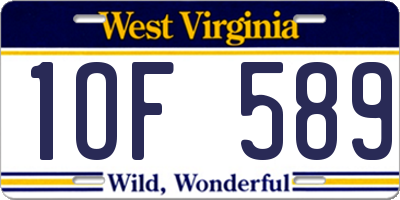 WV license plate 1OF589