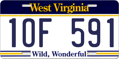 WV license plate 1OF591