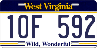 WV license plate 1OF592