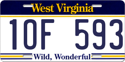 WV license plate 1OF593