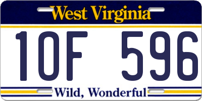 WV license plate 1OF596