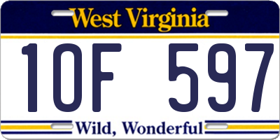 WV license plate 1OF597