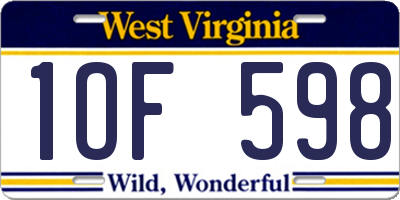 WV license plate 1OF598