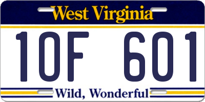 WV license plate 1OF601