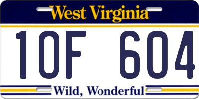 WV license plate 1OF604