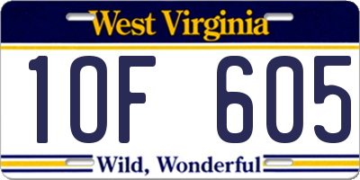 WV license plate 1OF605