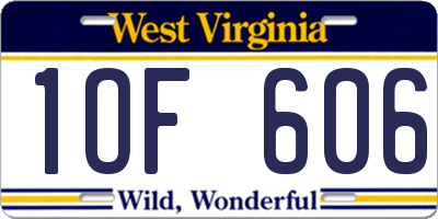 WV license plate 1OF606