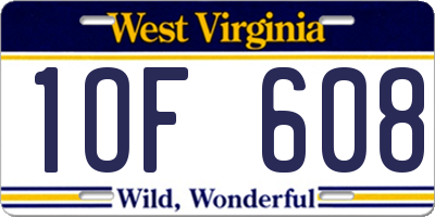 WV license plate 1OF608