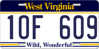 WV license plate 1OF609