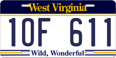WV license plate 1OF611