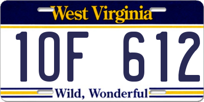 WV license plate 1OF612