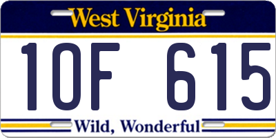 WV license plate 1OF615