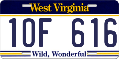 WV license plate 1OF616