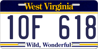WV license plate 1OF618