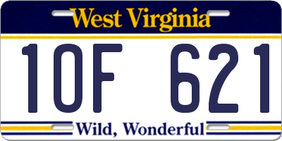WV license plate 1OF621