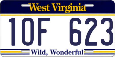 WV license plate 1OF623