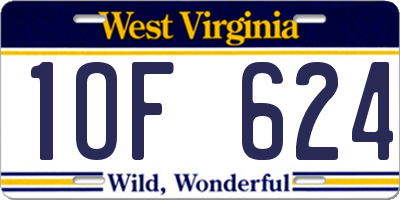 WV license plate 1OF624
