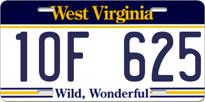 WV license plate 1OF625