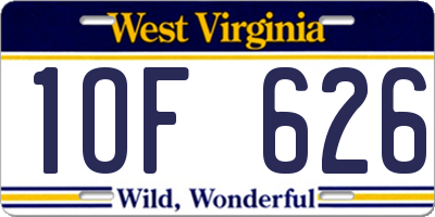 WV license plate 1OF626