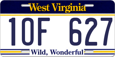 WV license plate 1OF627