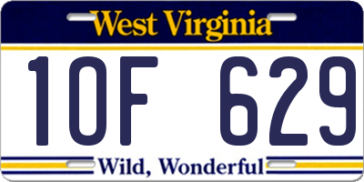 WV license plate 1OF629