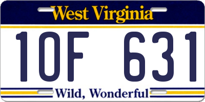 WV license plate 1OF631