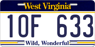 WV license plate 1OF633