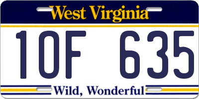 WV license plate 1OF635