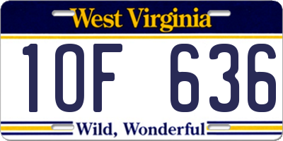 WV license plate 1OF636
