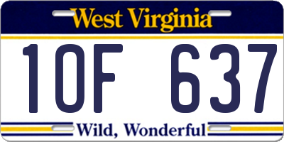 WV license plate 1OF637