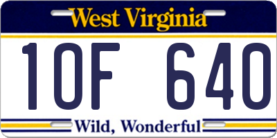 WV license plate 1OF640