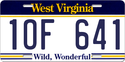WV license plate 1OF641
