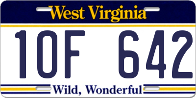 WV license plate 1OF642