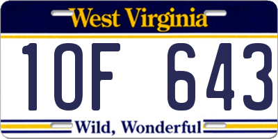 WV license plate 1OF643