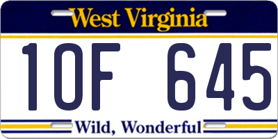 WV license plate 1OF645