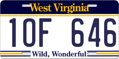 WV license plate 1OF646