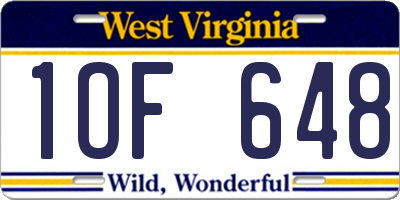 WV license plate 1OF648